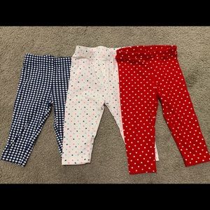 Bundle of 3 cotton baby leggings from Carter’s and Baby Gap. Like new.